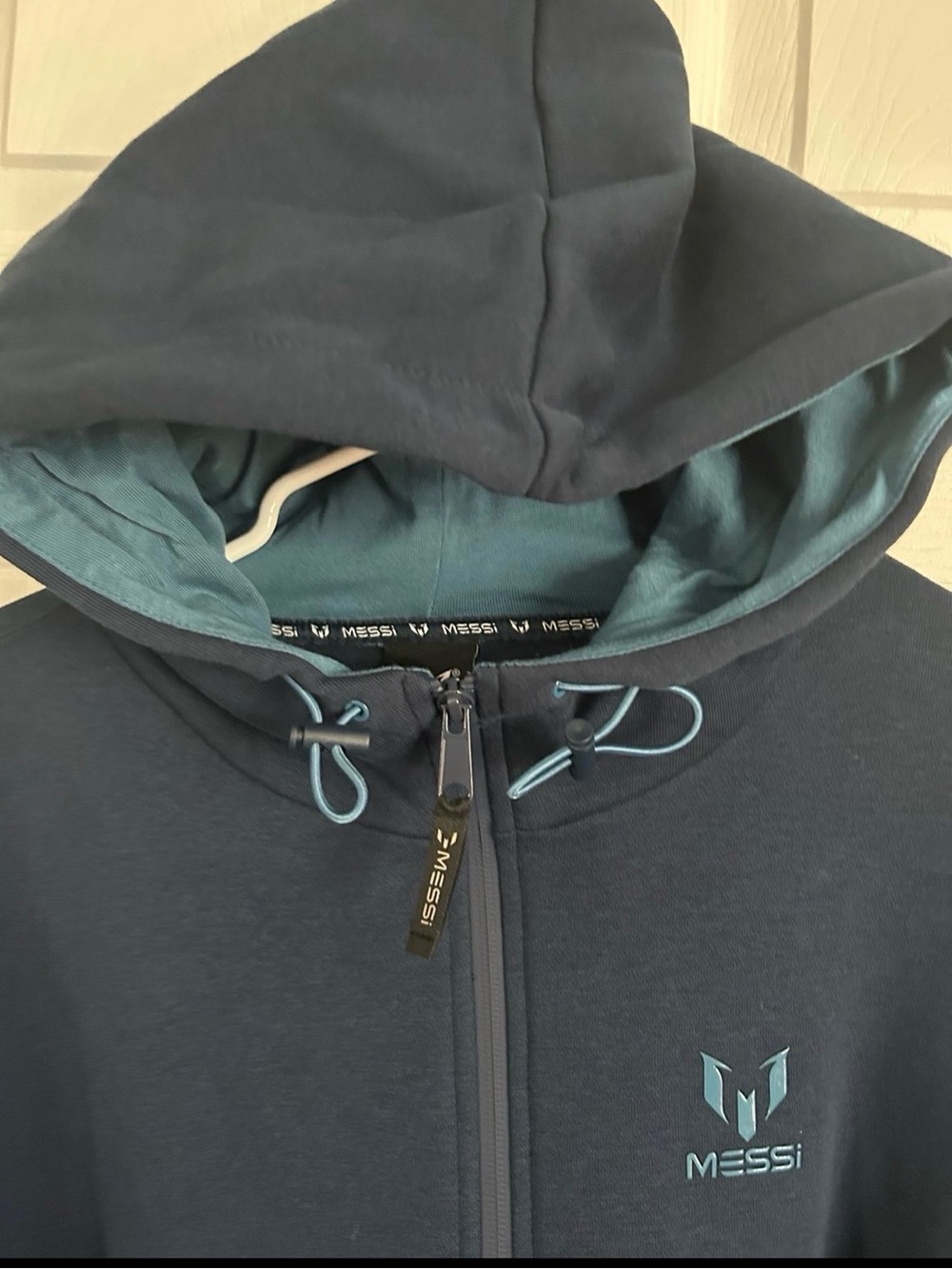 MESSI Men’s Navy Blue Full-Zip Hoodie Sweater
